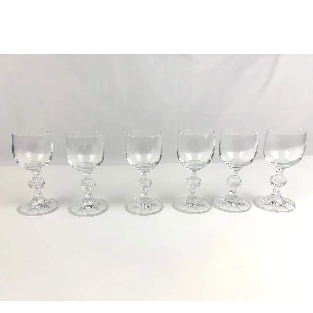 Set of‎ 6 Claudia Liqueur Glasses Cut Knob Stem Lead Crystal Czechoslovakia
